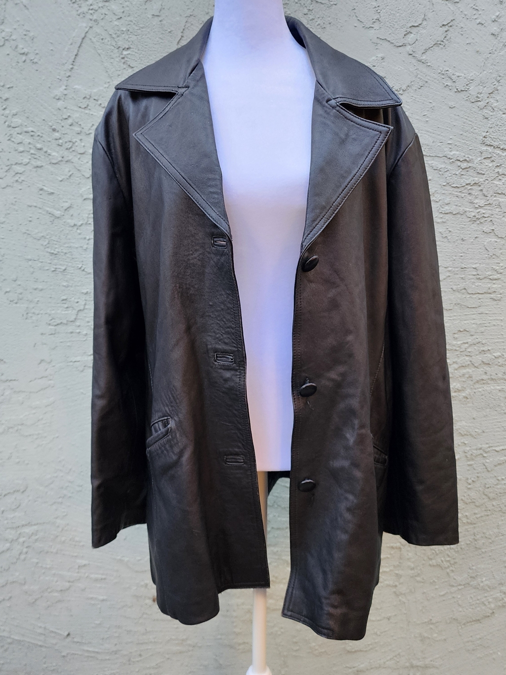 Vtg Misuri "Arte Del Cuoio" Firenze Italian Leather Jacket Coat Black XL